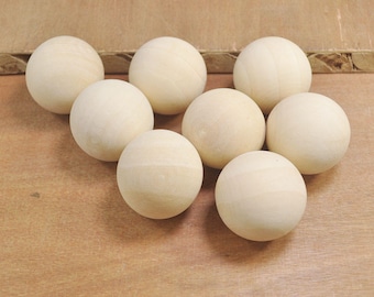 Cuenta grande de madera natural de 35 mm, 10 cuentas redondas de madera sin terminar, bola de madera - SIN agujero.