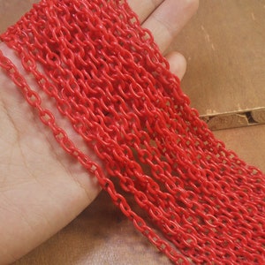 15.7 inch Plastic chain, colourful plastic chain,Oval plastic chain,Red Color - 3 pcs set