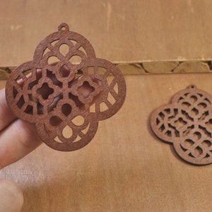 20pcs Flower wood pendants,Coffee Wooden Filigree Laser Cut Flower Pattern Wood Dangle,Wood Charm,Pendants,Wood Earrings 62x66mm