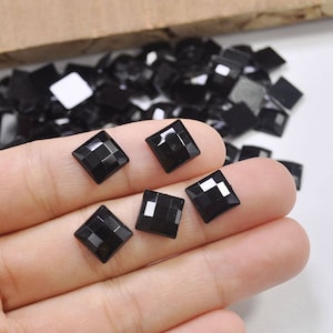 Zwart acryl kubus vak Square losse steentjes levering, 10 mm vierkant Flatback Cabochon Rhinestone veelzijdige Rhinestones--FZ10B