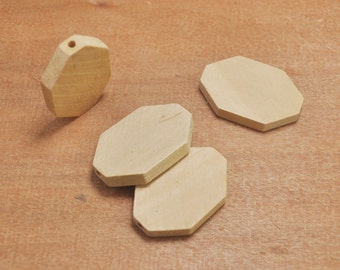 50 Perline In Legno Naturale Sfaccettate 20 Mm - Geometriche Non Finite Per Fai Da Te E Bigiotteria