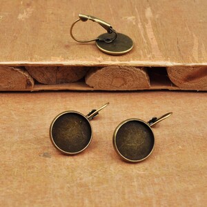 Blank Settings earrings,High Quality 10/50Pcs 14mm Classic Bronze French Lever Back Earrings Base,fit 14mm glass cabochons,buttons,