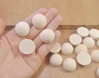 20Pcs 25mm Wood Half Split Balls,Dome Ball, Unfinished Ball Half, Ball Split,Half Ball,Wooden ball beads,Round Split Ball,Wholesale