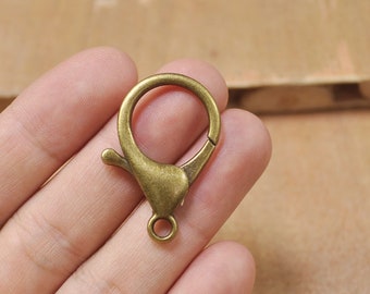 10Pcs Bronze Alloy lobster clasps/key clasps,Chunky Lobster Clasp Large Size, Jewelry Clasps,Metal Clasps Making Supplies--34X23MM