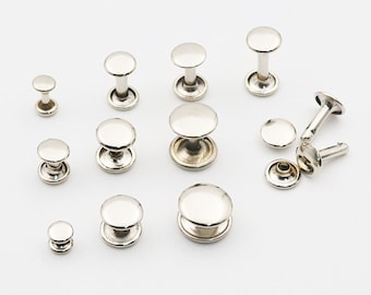 100Pcs Silver Double Cap Rivets,Stud Rapid Rivets Leather Craft Repair,Rapid Rivets,6mm 8mm 9mm 10mm 12mm 13mm