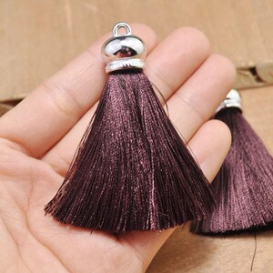 10Pcs 2.75&quot;(70mm) Brown tassels pendant with silver cap,High Quality Extra Thick tassels,tassel necklace,Tassel Keychains