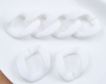 17Pcs（40cm length） Acrylic Chunky Chain Links,White Color Plastic Open Links Matte Necklace or Bag Chain Links,40x34mm
