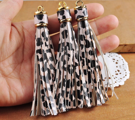 3.93 Lenght Tassels,1-100Pcs Leopard Print Leather Tassel,Keychain Tassel,  Bag Keyring,PU Tassel Pendant,Bag Accessory,Jewelry Tassels