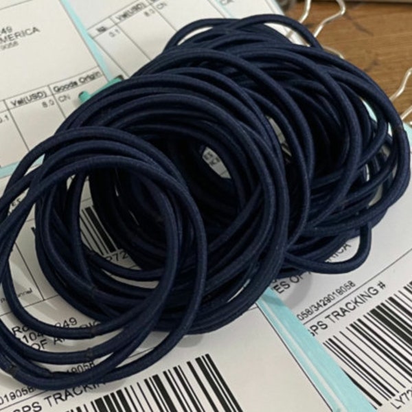 DIY hair elastics,50pcs or 100pcs Elastic Cord,Navy blue hair elastic cord,hair ties,ponytail holder elastic,pigtail holders 2mm