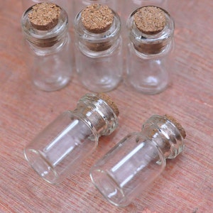 10pc Glass Bottles,Empty Glass Vials.Mini Glass Bottles.Glass Vials With Cork.Tiny Bottle.Small Glass Jar.Small Cork.Bottles pendant-24x13mm image 3