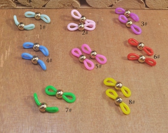 8 Farben Brillenhalter mit Gold CCB Kunststoffperlen, Gummi Brillenkettenhalter, Brillen Brillenkettenriemen Halter Gummischlaufe Enden