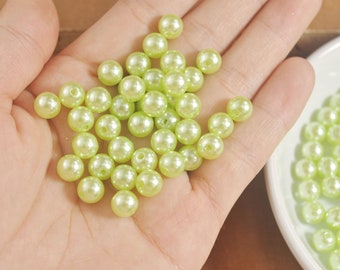 100 - 500Pcs Light Green plastic beads，ABS Imitation Pearl Beads ,8MM Round Plastic Acrylic Spacer Bead for DIY Jewelry Making Findings,18#