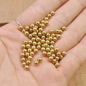50pcs 4mm Raw Brass round ball beads,Mini Round bead,No holes,Making Earring Ball Beads , Ball Earring.