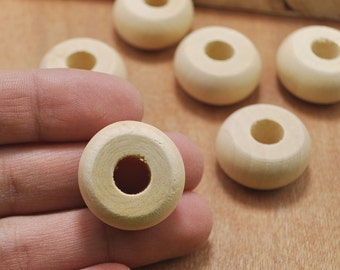 20pcs Natural Wooden beads,Unfinished Natural wood beads,Flat round bead,Oval beads supply--12x24mm