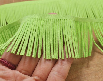 1 yard Neno green Faux suede fringe,fringed trim in White faux suede, 48mm wide fringed trim for bags,Fringe Tassel pendant,accessories