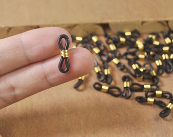 Black eyeglass holder,Rubber Glasses Chain Holders,30pcs Eye Glasses Spectacle Chain Strap Holder Rubber Loop Ends-- 21x4mm