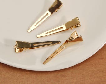 24K ポリッシュ ゴールド メッキ ワニ口クリップ - 6 x 22 mm ヘア
