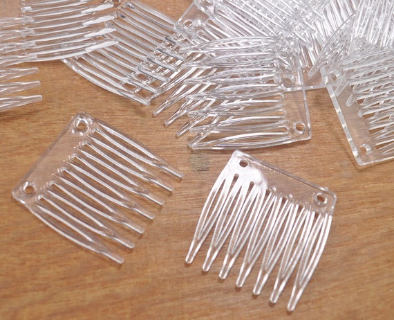 7 teeth transparent Plastic Hair Combs,Clear plastic Hair Combs DIY,Wedding Bridal Accessory,Wholesale hair combs - 35x30mm