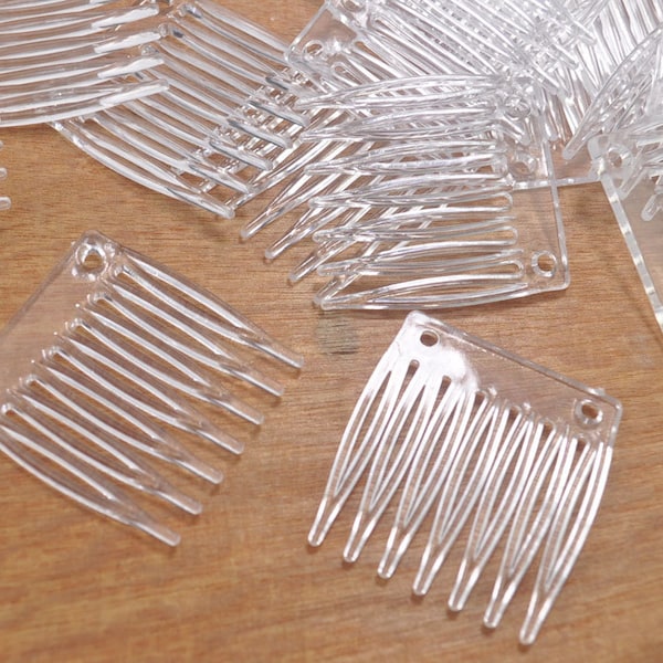 7 teeth transparent Plastic Hair Combs,Clear plastic Hair Combs DIY,Wedding Bridal Accessory,Wholesale hair combs - 35x30mm