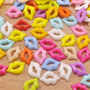mixed color Resin Lips Charm,50pcs Resin lip Cabochons,Kawaii Cabochons,Cell Phone Deco,Flatback Cabochon 21x14mm