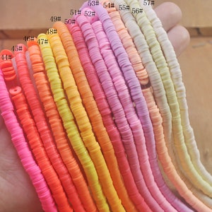 6mm Polymer Clay  Disc Beads,Vinyl Beads,15 Colors Polymer Clay African Vinyl Disc Beads,Wholesale Polymer Clay DIY Making Jewelry Bead