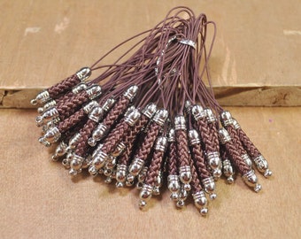 20pcs/50pcs/100pcs Coffee Cell Phone Lanyard Strap Cords，Mobile Lariat Strap Cords With White K Metal Connectors-- 5x72mm