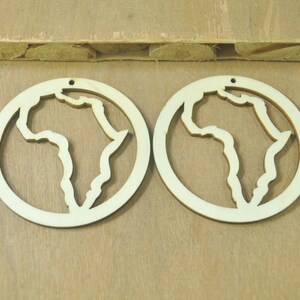 10 unids colgantes de madera redonda, pendiente de madera del mapa africano, pendientes de madera sin terminar, pendientes de madera redonda DIY, pendientes colgantes, joyería étnica-60 mm