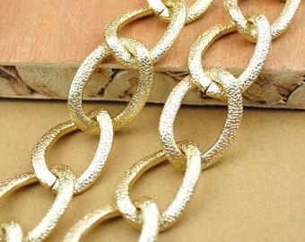 Chain,Gold aluminium chain,1 meter-3.3 feet, twist Cable Link chain,Aluminium Open LInks Chain,Chunky Curb Chain--21x29mm