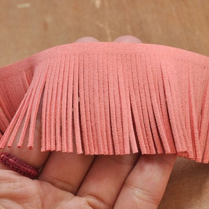 1 yard Peach Faux suede fringe,fringed trim in White faux suede, 48mm wide fringed trim for bags,Fringe Tassel pendant,accessories