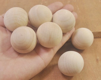 6 Pieces 35mm Natural Wooden Balls, Large Wooden Balls, Unfinished Solid Round Wood Ball Beads NO HOLE Findings