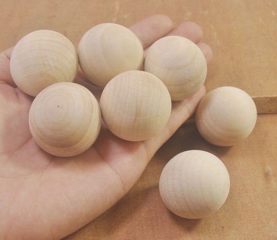 6 Pieces 35mm Natural Wooden Balls, Large Wooden Balls, Unfinished Solid  Round Wood Ball Beads NO HOLE Findings