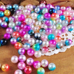 200-500Pcs Acrylic Beads 8mm Round Colorful Two-Color Acrylic Beads，Spacer Beads for Making Earring Jewelry Supplies