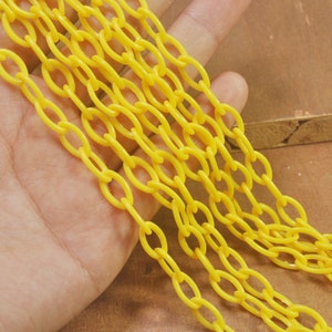 5Pcs Yellow plastic chain,20 inch, acrylic chain with oval links,Acrylic Chain for DIY Necklaces,Jewelry, Mask necklace，Eyeglass Chain