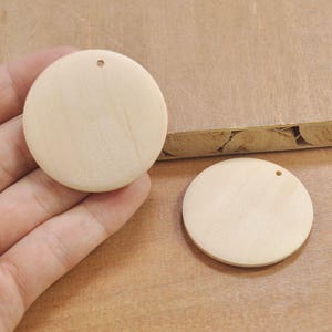 45mm Round flat wood beads,20Pcs Unfinished Natural wooden Pendant,Large Round wooden circle disc,Wooden beads,