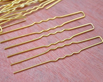 Gold U Hair Pin--100 PC Gold Metal Hair Pins (nickel and lead free) 64mm,Metal Hair Pins for Bridal Hair Pieces and Fascinators.