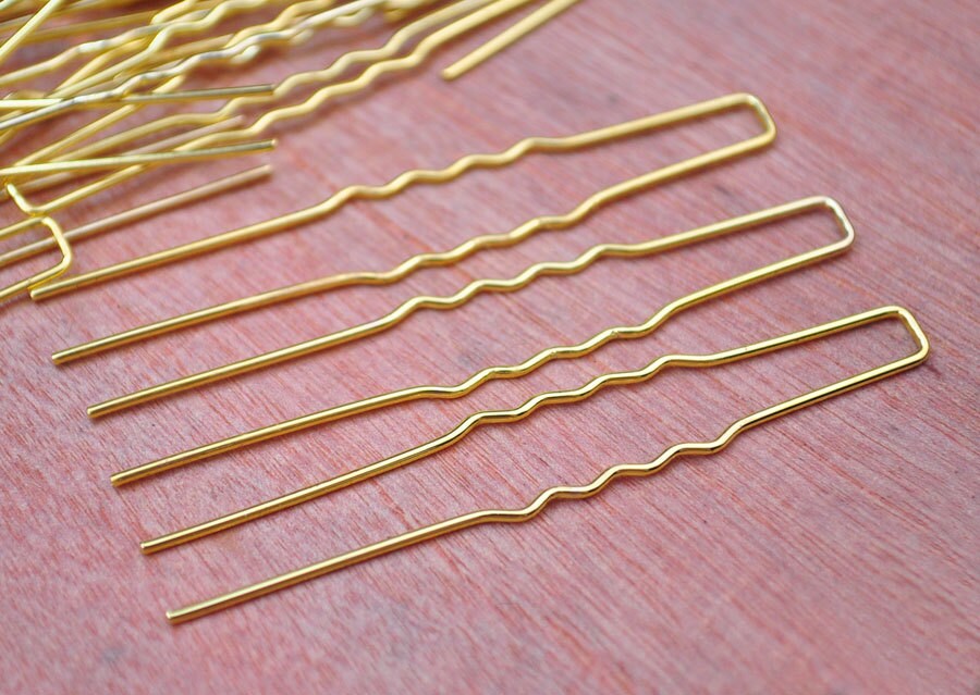 Gold U Hair Pin50 PC Gold Metal Hair Pins nickel and lead Etsy