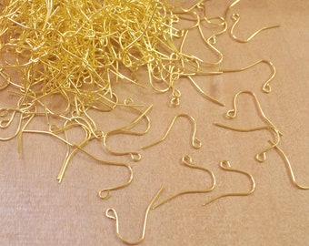 100pcs Gold Hook Earwire Plated,Earwires,fishhook earwire,Gold Ear hook,Earwire Wholesales,Jewellery Findings,15x18mm