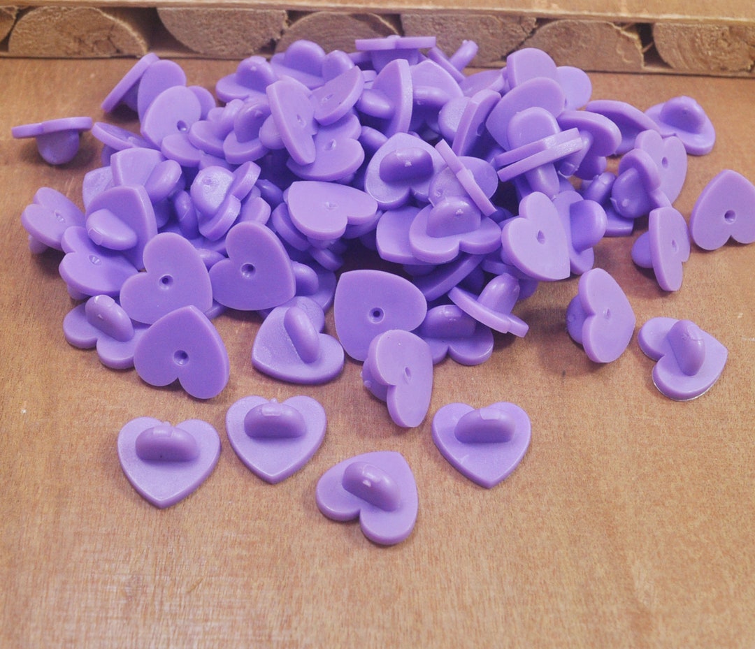 20pcs Purple Heart Rubber Pin Back, Rubber Pin Backs for Hat Pins