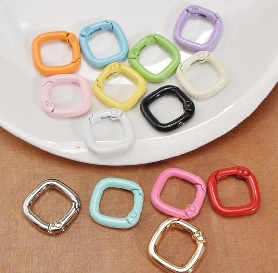 Square Keychain,colorful Square Shape Carabiner Snap Hook Key Ring
