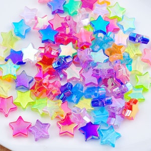 100-500Pcs AB Color Star Beads,Mixed acrylic beads,spaceing beads,Jewelry Making Bracelet Necklace DIY Accessories，10.5x11mm