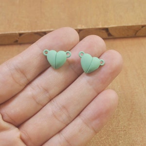 5Set Love Heart Shaped Strong Magnetic Connected Clasps Beads Charms End  Caps for DIY Couple Bracakings Leather Bracelet Jewelry