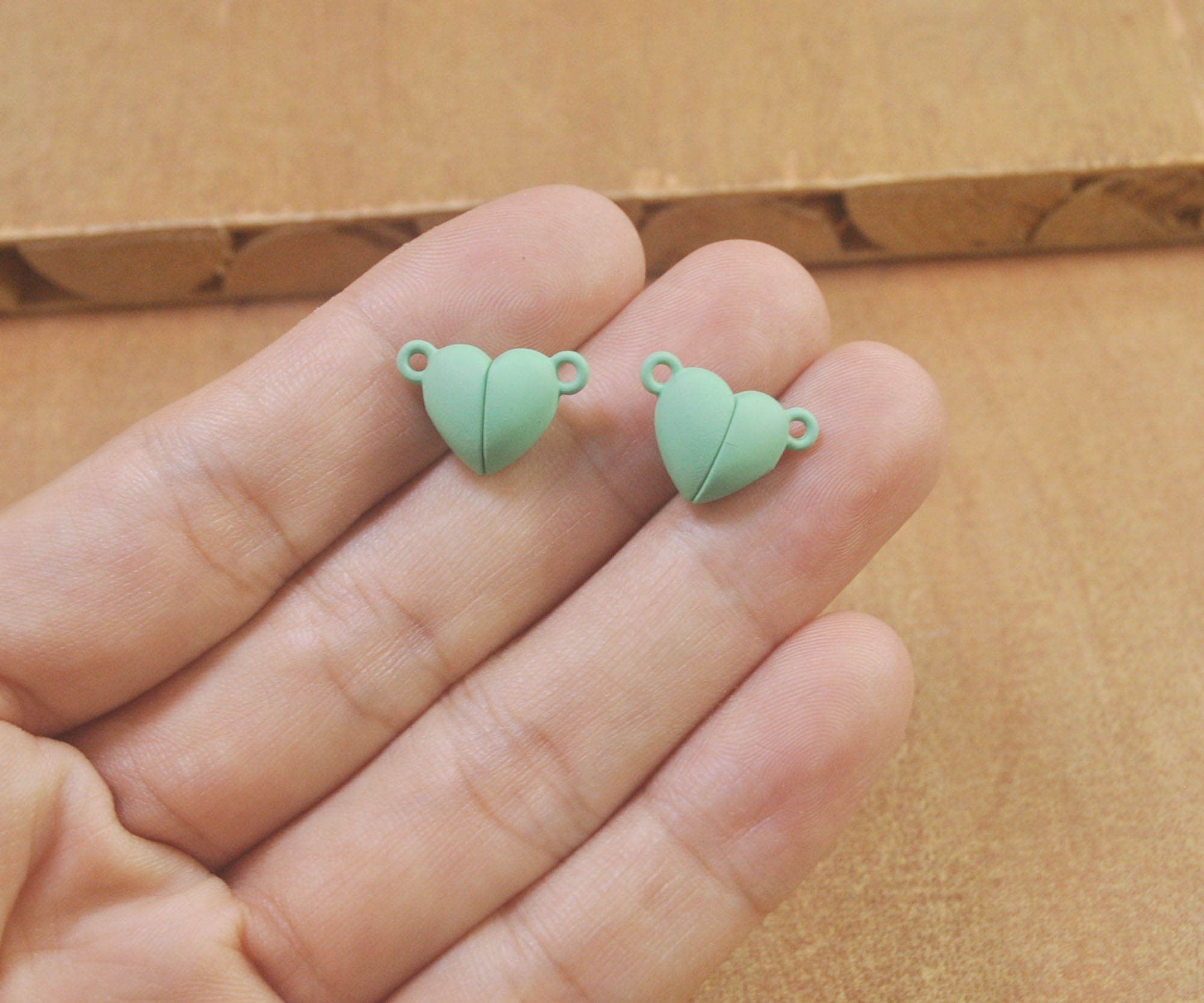 10sets Aqua Heart Tibetan Style Magnetic Clasps, Beads Charms,end