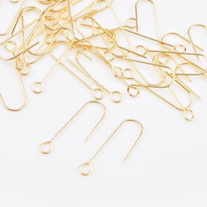 Fil d'oreille en or 18 carats/or blanc, 10 à 100 pièces, boucles d'oreilles en forme de U plaquées or véritable, crochet pour fil d'oreille français vierge, fils d'oreille en laiton, fabrication de bijoux