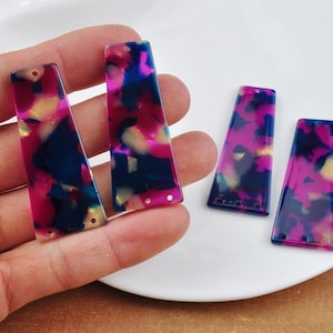 2-100Pcs Tortoise Shell,Acetate Trapezoidal Shaped Earring Charms,Tortoiseshell Hoop Earrings,Acrylic Pendant,Earrings Connector Findings