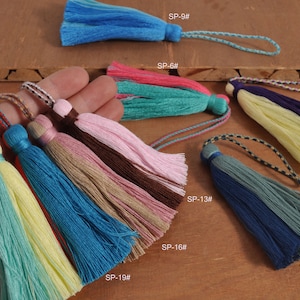 Colorful Cotton tassel,1/2//5/10Pcs,two Colors Tassel,tassel with Loops,Handmade Cotton Tassel Craft Supply,long tassel,Jewellery Tassels