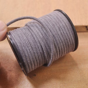 New!Round Cord,10Yards 3mm Gray Faux Suede Cord Leather Lace Beading Necklace Making String Bracelet,Vegan Suede Cord-26#