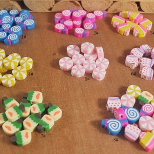 40/100 10mm Mixed set of polymer clay cake shop beads,7 Colors polymer clay Beads,Candy Polymer Clay Beads,bead for bracelet necklace charm