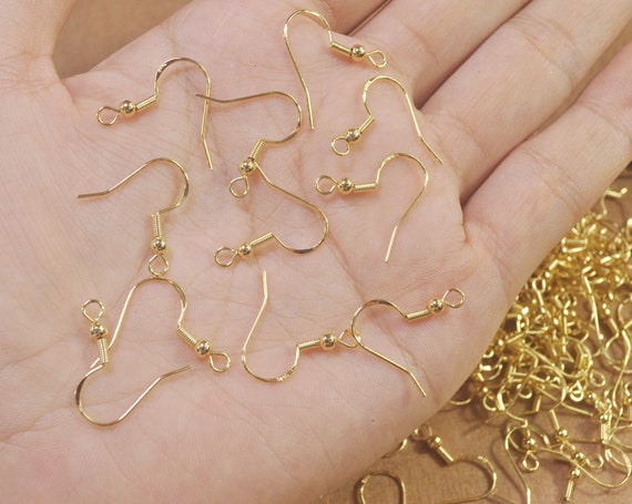 50,100,150,200pieces Antique Bronze Ear Wires,French Fishhook Earring Wires  with 2mm End Ball,Ear Wires with Ball Stopper Earring Components