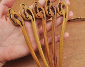 High Quality Cloud Wood hair stick,Hand fine carved wood hairpin simple smooth Brown wood hair stick,Shawl Pin Fork Hair Stick,Solid Wood