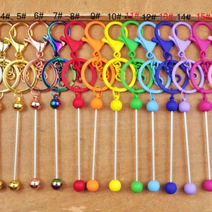 1 Pcs -100Pcs Metal Beadable Keychain Bar-Blank,18 Colors,keychain blanks,Beadable Keyrings,Keychain DIY Supplies